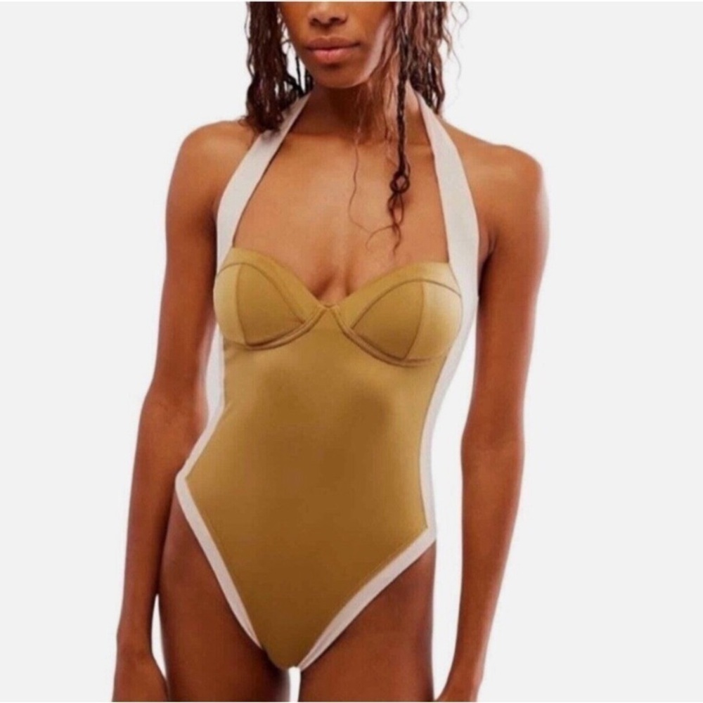 We Are HAH Pull Thru Swimsuit Size small Shroom High Cut Halter